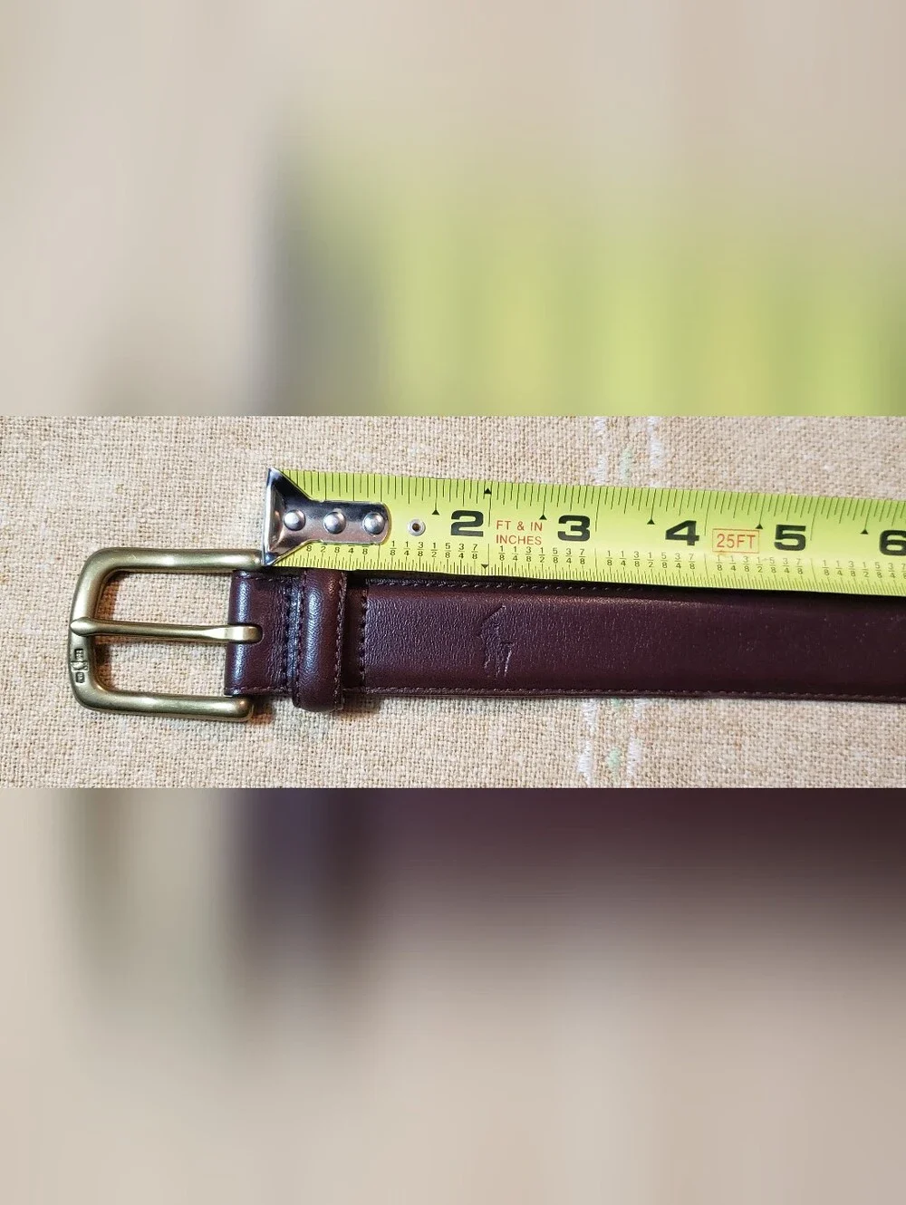 Polo Ralph Lauren Men's Brown Italian Leather Belt Size 42 Brass Buckle